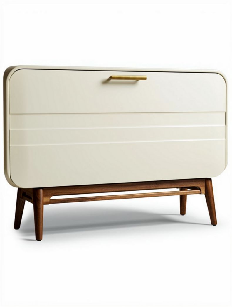 Storage cabinet with wooden legs and cream finish 120 x 45 x 80cm