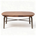 Natural wood coffee table with metal legs and contemporary design 120 x 70 x 40cm