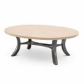Wooden oval coffee table with metal base 120 x 120 x 45cm natural color
