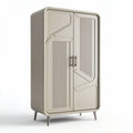 Retro style two-door storage cabinet with metal legs in beige color 80 x 40 x 150cm